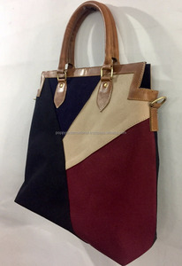 Bolso de mano de lona encerada hecho a mano con estilo para mujer con cierre de cremallera Bolso de hombro - Product Image 2