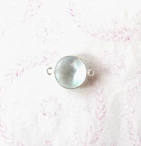 Aqua Quartz Forma hecha a mano Plata de Ley 925 Chapado en oro 12mm Piedras preciosas Doble fianza Bisel facetado Conector Joyería - Product Image 2