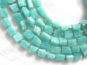 ลูกปัดนักเก็ตสีเขียวแบบเหลี่ยมเพชรพลอยจาก Amazonite ขนาด14นิ้วขนาด10-12มม. - Product Image 2