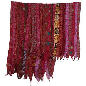 ผ้าพันคอผ้าไหมส่าหรีแบบวินเทจสุดหรูผ้าคลุมไหล่ลายทางสีสันสวยงามพร้อมโบว์พิมพ์ลายอินเดียแผ่นส่าหรีสำหรับผู้ใหญ่ - Product Image 2