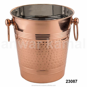 CUBO DE HIELO DE COBRE MARTILLADO DE cobre puro 100% de calidad superior CON ASAS - Product Image 2