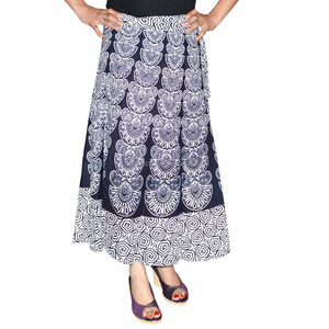Largo abrigo alrededor de la falda impreso étnicos Hippie de las mujeres indias faldas Hippie gitana algodón de mandala falda vestido - Product Image 1