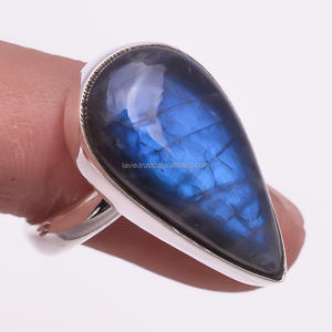 ลาบราโดไรต์ธรรมชาติ 925 เงินสเตอร์ลิงผู้หญิงและเด็กผู้หญิงแฟชั่นเครื่องประดับแหวนเครื่องประดับทําด้วยมือที่กําหนดเอง - Product Image 1