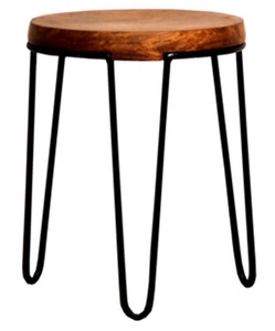 VENUS NEGRO MODERNO INDIO VINTAGE METAL HOGAR OFICINA TABURETE ECOLÓGICO 37X37X50 - Product Image 1