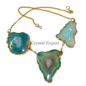 Agate verte Collier de Tranche: Métal collier en pierre Fournisseurs - Product Image 1