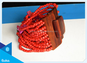 Bali Bead Handmade <b>Wooden</b> Buckle Bracelet Fashionable Unisex Vintage Religious Pearl Bangles for Parties Anniversaries Gift - Product Image 5