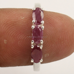 Rubis naturel forme ovale mignon griffe réglage pierre précieuse pur 925 solide en argent Sterling bijoux fins fête porter anneau n'importe quelle taille - Product Image 2
