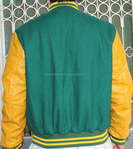 Chaqueta de béisbol con manga de cuero, diseño personalizado, apliques, logo, cuerpo de lana, nueva - Product Image 3