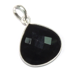 925 argent Sterling naturel noir Onyx pierre précieuse pendentif poire forme fait à la main noir pierre précieuse bijoux cadeau grossiste - Product Image 1