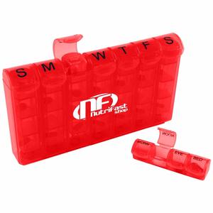 28 Compartment 7-Day Med Minder Pill <b>Box</b> - Holds 4 <b>Removable</b> Pill Compartments and Comes with Your logo - Product Image 2