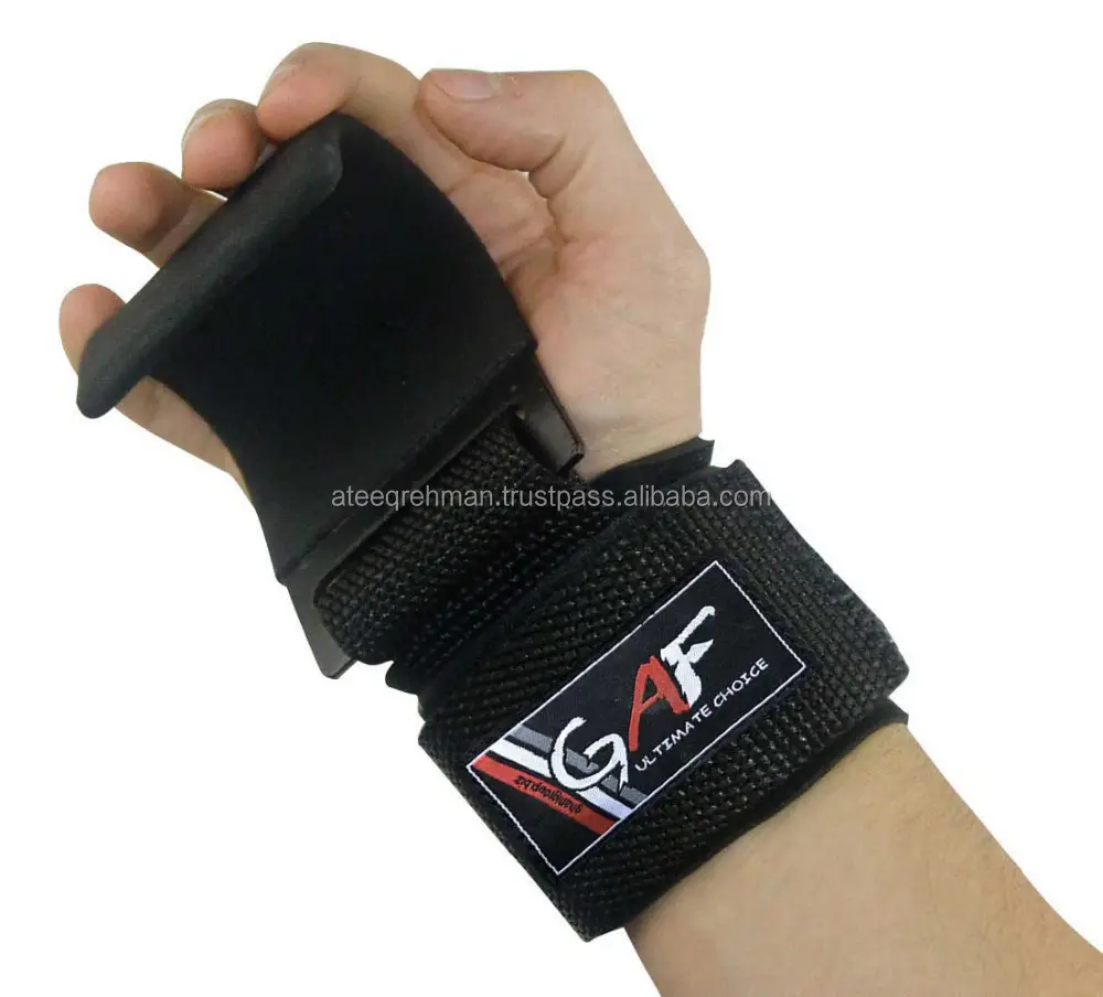 GAF NO PAIN NO GAIN Heavy Duty Neoprene Weight Lifting Rod Hooks Padded Wrist Wraps Power Lifting For Men And Women
