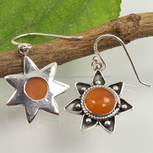 ต่างหูคาร์เนเลียนดีไซน์รูปดาวอัญมณีธรรมชาติสำหรับผู้หญิงและเด็กผู้หญิง925แท้สีเงินบริสุทธิ์รูปทรงกลมเครื่องประดับชั้นดี - Product Image 1