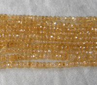 Chaîne de perles de citrine jaune naturelle, pierres précieuses de quartz rondes à facettes couleur miel, Coszcatl Exports MKN0201D en stock, poids personnalisable