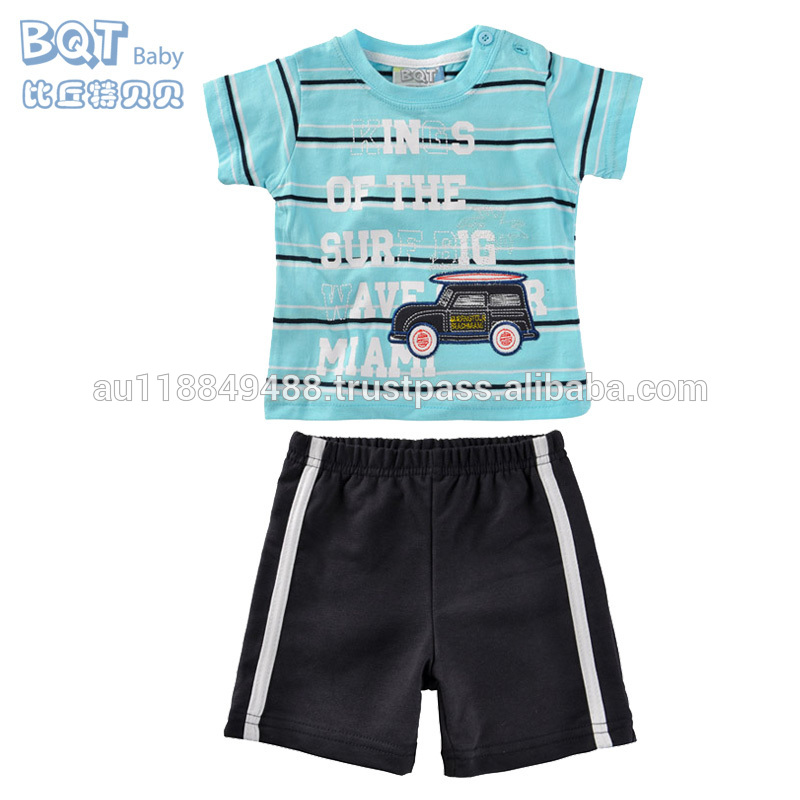 Топ и шорты 2 шт. комплект машина рисунок напечатаны полосы детская одежда комплект для мальчиков