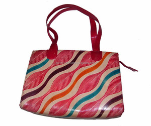 Sac fourre-tout décontracté en cuir véritable pour femme, motif géométrique vintage, écologique, avec bandoulière - Product Image 2