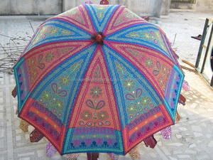 Grossiste et fabricant de parapluies indiens uniques faits à la main avec broderie, protection hippie contre les rayons, au meilleur prix - Product Image 5