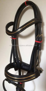 Brida de cuero de caballo de lujo de calidad superior Banda para la nariz y la frente personalizable con Pipine dorado Proveedor indio superior - Product Image 3