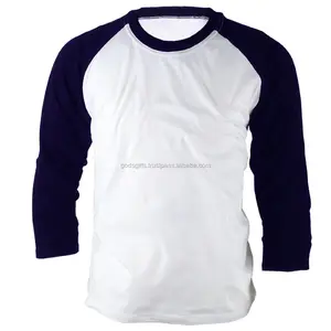 OEM di Disegno di Stile Fresco 95% Cotone 5% Spandex Manica Lunga Del Manicotto di Raglan T-Shirt Commercio All'ingrosso/OEM 3/4 del manicotto di raglan stampato T-shirt