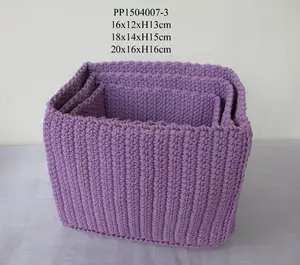 Handmade lila PP Crochet korb set von 3pcs