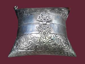 Metal Cosmetic Holder <b>Wedding</b> <b>Bag</b> Party Vintage Ladies Pillow <b>Clutch</b> Handbag Brass Copper Purse Art Deco Style Hardshell Metal - Product Image 2