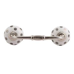 Poignée d'armoire en vrac faite à la main en céramique argent point pont Design Vintage tiroir commode Lot armoire porte tirer - Product Image 1