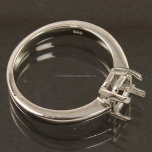 Fixations Fiançailles Argent Sterling Massif 925 6x6mm Coussin Coupe Griffe Set Semi Mount Halo Ring Sélectionnez Votre Taille - Product Image 6