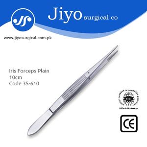 Fórceps de iris de acero inoxidable, punta plana, instrumento quirúrgico de 10cm para agarre de precisión y manejo de tejidos - Product Image 2