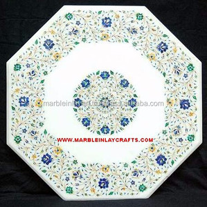 Mesa octogonal con incrustación de mármol, mesa superior - Product Image 1