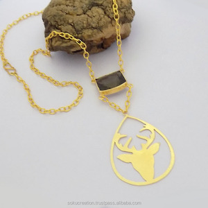 Semookie 14K chapado en oro diseñador Dear colgante collar cadena de eslabones joyería de latón para fiesta Soko #3366 - Product Image 1