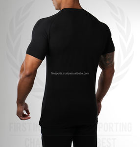Camiseta ajustada para hombre con logotipo personalizado Impresión OEM Spandex/Ropa deportiva de algodón Camiseta en blanco de color personalizado - Product Image 2