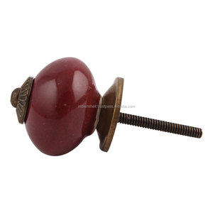 Boutons en céramique faits à la main en gros solide cerise rouge rond bouton d'armoire poignées de porte fabricant de quincaillerie poignées de tiroir en vrac Lot - Product Image 2