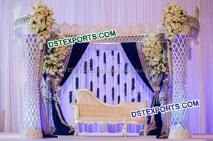 Palazzo Wedding Stage, Asian Wedding Fiber Backdrop Panel Stage, Wedding Fiber Crystal Pillar Stage <b>Set</b> - Product Image 3