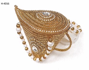 H4015 alta calidad señoras fiesta de noche bolso hecho a mano oro plata Metal embrague con cuentas piedra trabajo nupcial boda monedero - Product Image 1