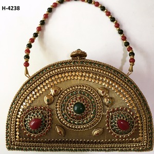 Bolso de fiesta con cuentas H4233 hecho a mano, bolso de noche dorado y plateado para mujer, compras en línea en India - Product Image 6