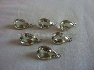 Wholesale Green <b>Amethyst</b> Pear Shape Connectors for Party Charm Pendants or <b>Necklaces</b> - Product Image 1