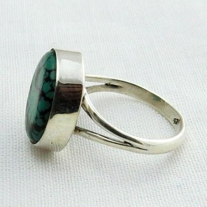 Anillo de Plata de Ley 925 con gema turquesa ovalada, joyería hecha a mano - Product Image 4