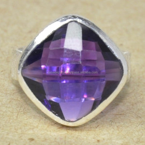Forma de cojín genuino Piedra preciosa amatista 925 Plata de ley Anillo de diseñador hecho a mano Joyería hecha a mano para regalo de boda. - Product Image 2