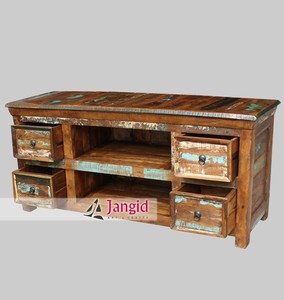 Rustic Reclaimed Wood <b>TV</b> <b>Stands</b> <b>Tv</b> Cabinet With 4 Drawers And 2 Shelves Storage Buffet Cabinet For Living Room <b>Bedroom</b> Hotel - Product Image 4