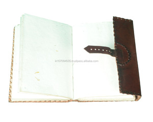 สมุดโน๊ตหนังแท้สีน้ำตาล100% ของแท้สมุดโน๊ต A5กระดาษสีขาวเปล่างานแฮนด์เมดสมุดไดอารี่เย็บด้านข้างพร้อมตัวล็อคหัวเข็มขัด - Product Image 4