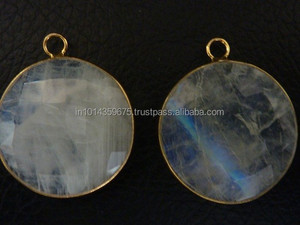 Rainbow <b>Moonstones</b> Bezels 20-35 MM Rhodium Gold Plated Sterling Silver Connectors Fashion Jewelry for Party Occasions-Wholesale - Product Image 2