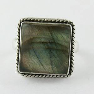Bague carrée en Labradorite au Look Royal en argent Sterling 925, bijoux en argent Antique, bijoux en argent en ligne - Product Image 2