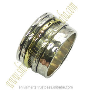 Anillo giratorio de Plata de Ley 925 de dos tonos hecho a mano, joyería de plata de ley 925, anillos Eternity Vermeil para todos - Product Image 2