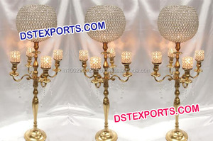 Candelabros modernos con cuentas de cristal para decoración de bodas, candelabros de té y candelabros para eventos elegantes - Product Image 3