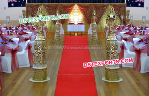 Columnas de pasillo de boda de fibra de vidrio modernas pequeños pilares decorados pasarela para bodas - Product Image 3