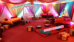 Mehandi-Conjunto de escenario de boda musulmana, escenario de Sangeet DE BODA paquistaní con columpio dorado, decoración asiática para escenario - Product Image 6