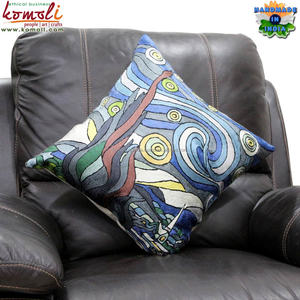 Fundas de cojín bordadas a mano personalizadas con diseño de ondas indias y cojines cuadrados tejidos estilo liso para uso doméstico y hotelero - Product Image 2