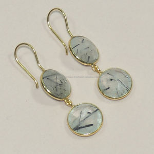 Boucle d'oreille en argent Sterling 925 pour femmes, bijoux en pierre précieuse routilitaire noir, boucle pendante et de haute qualité, vente en gros, pour les fournitures - Product Image 1