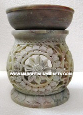 Aroma <b>Oil</b> <b>Burner</b> Soapstone Room Fresher Handmade Durable Sustainable with Polished Finish for Home Office Decoration for Worship - Product Image 3