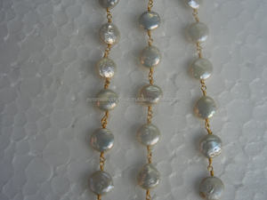 NanPlanetSilver Round Pearl Coin Gemstone Chaîne perlée Bijoux Résultats & Composants GBC - Product Image 3