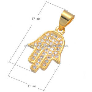 Collar Clásico DIY de Plata de Ley con Colgante de Cristal y Dijes, con Amuleto de Hamsa y Mano de Fátima, y Pavé de Circonitas Cúbicas - Product Image 1